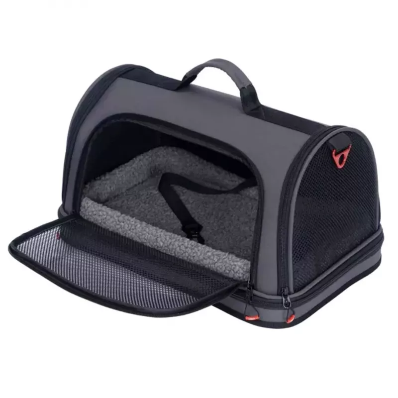 ZOLUX Nomad L Bolsa de transporte reforçada para cães e gatos, preto, 50x32x29 cm