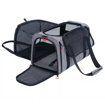 ZOLUX NOMAD M Bolsa de transporte expansível para animais de estimação 44x28x28 cm Cinzento