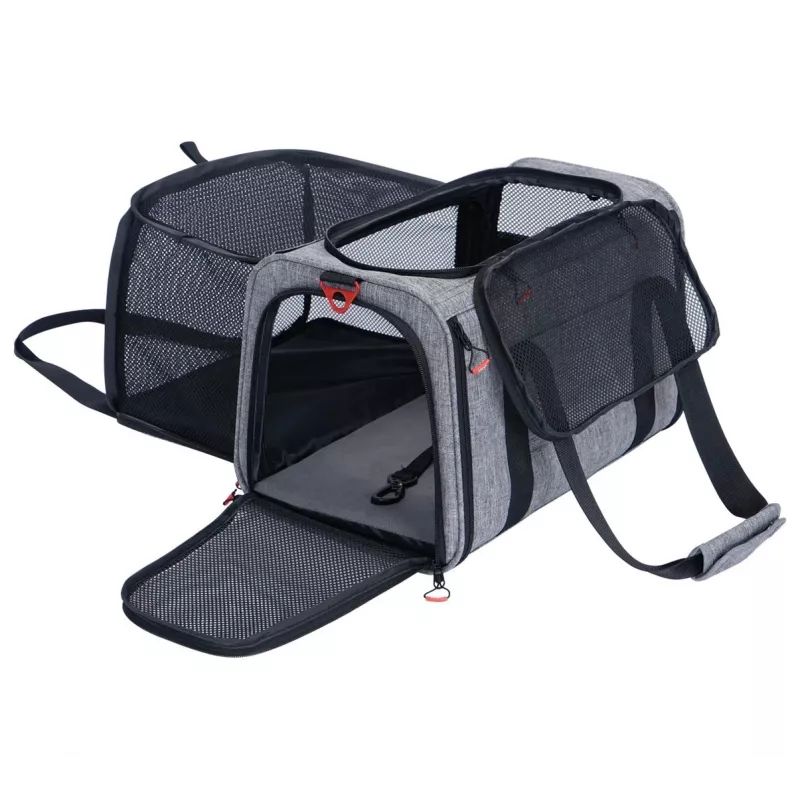 ZOLUX NOMAD M Bolsa de transporte expansível para animais de estimação 44x28x28 cm Cinzento