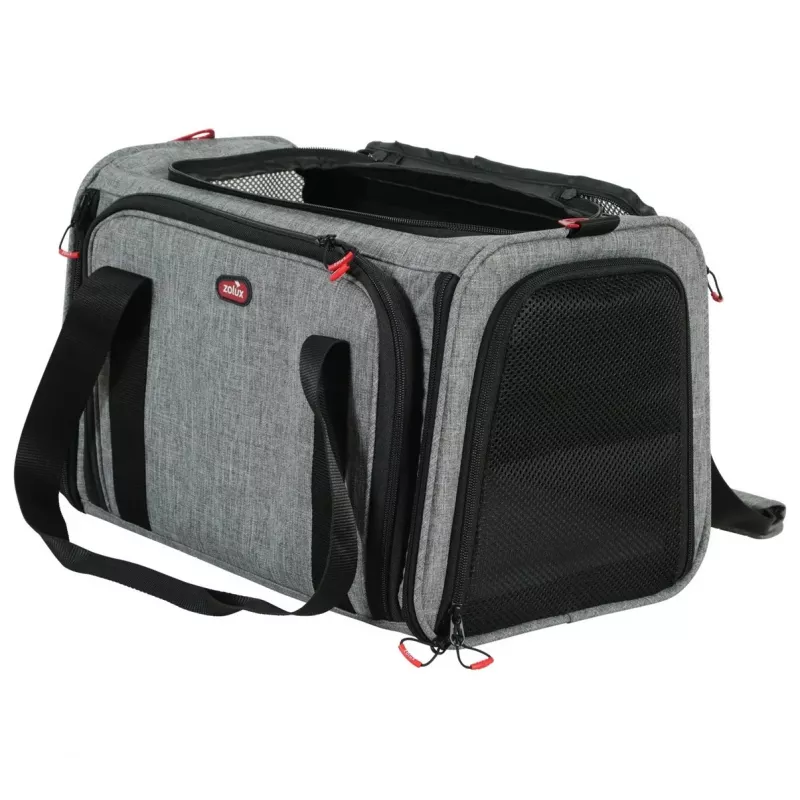 ZOLUX NOMAD M Bolsa de transporte expansível para animais de estimação 44x28x28 cm Cinzento