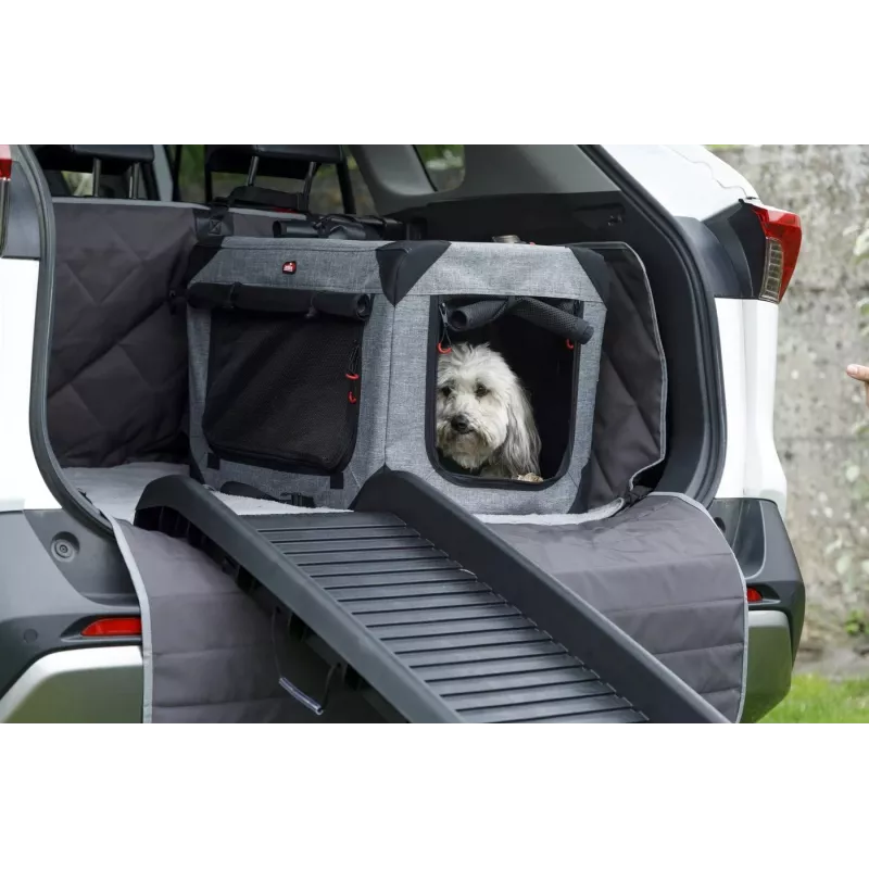 ZOLUX NOMAD L Caixa de transporte dobrável em tecido para animais de estimação, Grande, Cinzento e Preto, 91,4x63,5x63,5 cm