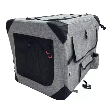 ZOLUX NOMAD L Caixa de transporte dobrável em tecido para animais de estimação, Grande, Cinzento e Preto, 91,4x63,5x63,5 cm