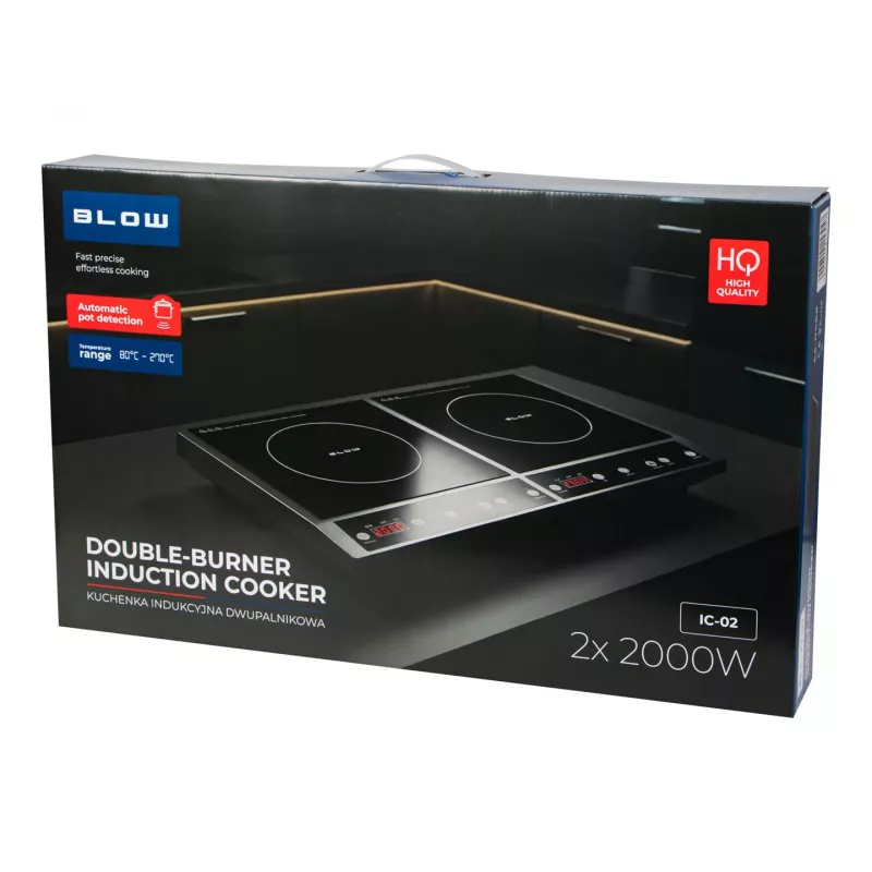 BLOW Placa de indução com duas zonas de cozedura, ajustável 2000W + 2000W