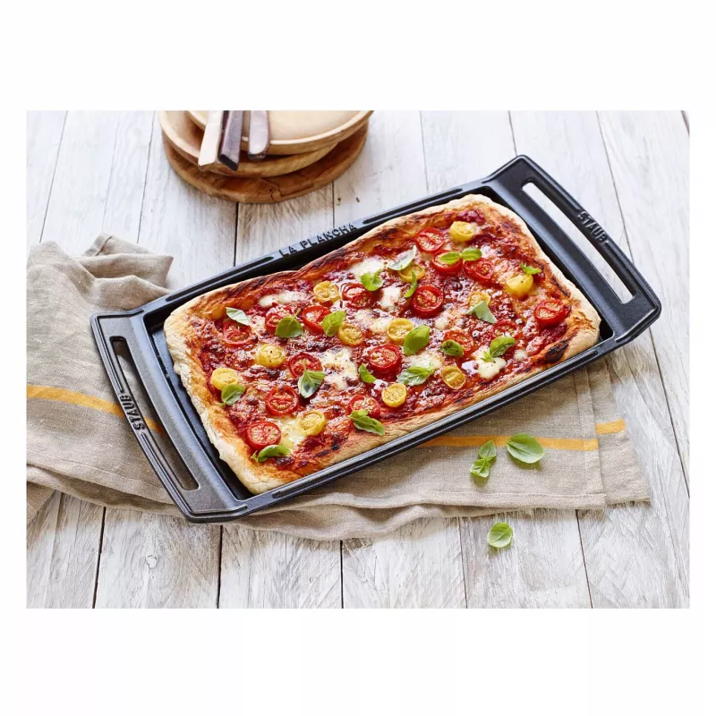 Staub Plancha placa de grelhador em ferro fundido compatível com indução, 38 cm, preto