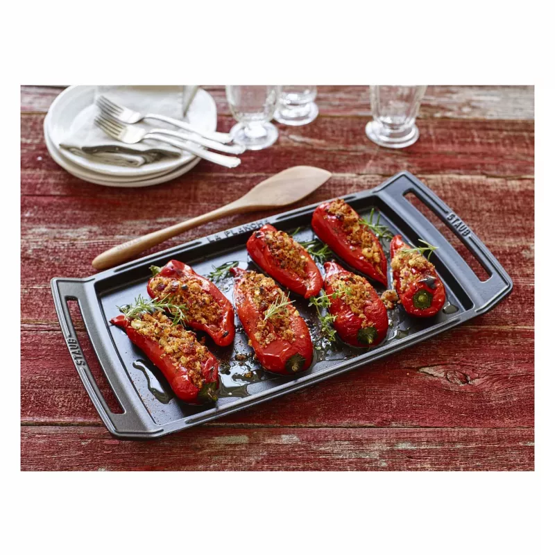 Staub Plancha placa de grelhador em ferro fundido compatível com indução, 38 cm, preto