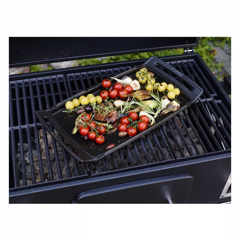 Staub Plancha placa de grelhador em ferro fundido compatível com indução, 38 cm, preto
