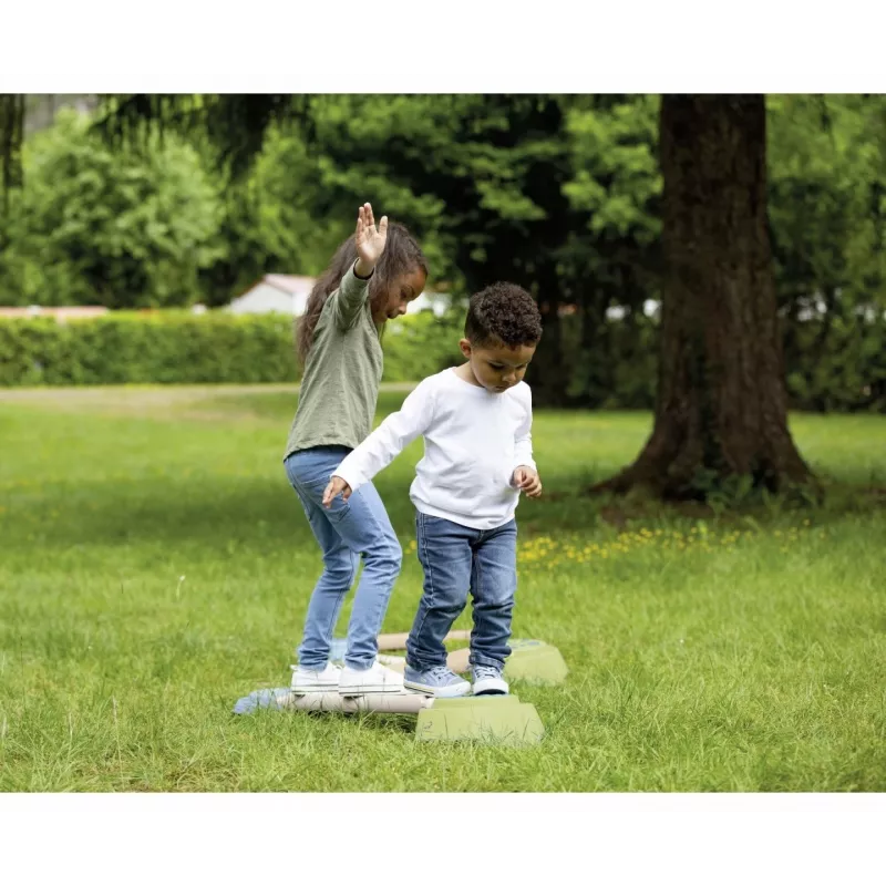 Smoby Life Conjunto de trave de equilíbrio para crianças - percurso de equilíbrio modular de 10 peças com pedras, interior/exterior, a partir dos 2 anos