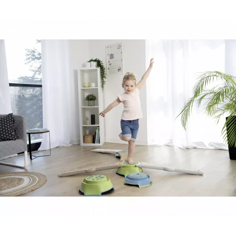 Smoby Life Conjunto de trave de equilíbrio para crianças - percurso de equilíbrio modular de 10 peças com pedras, interior/exterior, a partir dos 2 anos