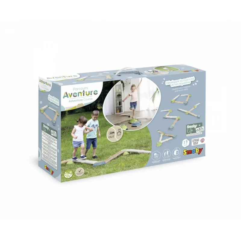 Smoby Life Conjunto de trave de equilíbrio para crianças - percurso de equilíbrio modular de 10 peças com pedras, interior/exterior, a partir dos 2 anos