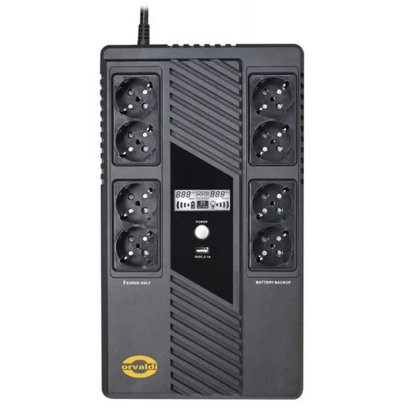 UPS ORVALDI AM-1000LCD USB Line-Interactive 1000VA 600W 8x tomadas Schuko, ecrã LCD