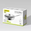 Maestro Frigideira com tampa 24 cm MR-1216-24, alumínio forjado, revestimento antiaderente de mármore, adequada para indução, preto/cinzento