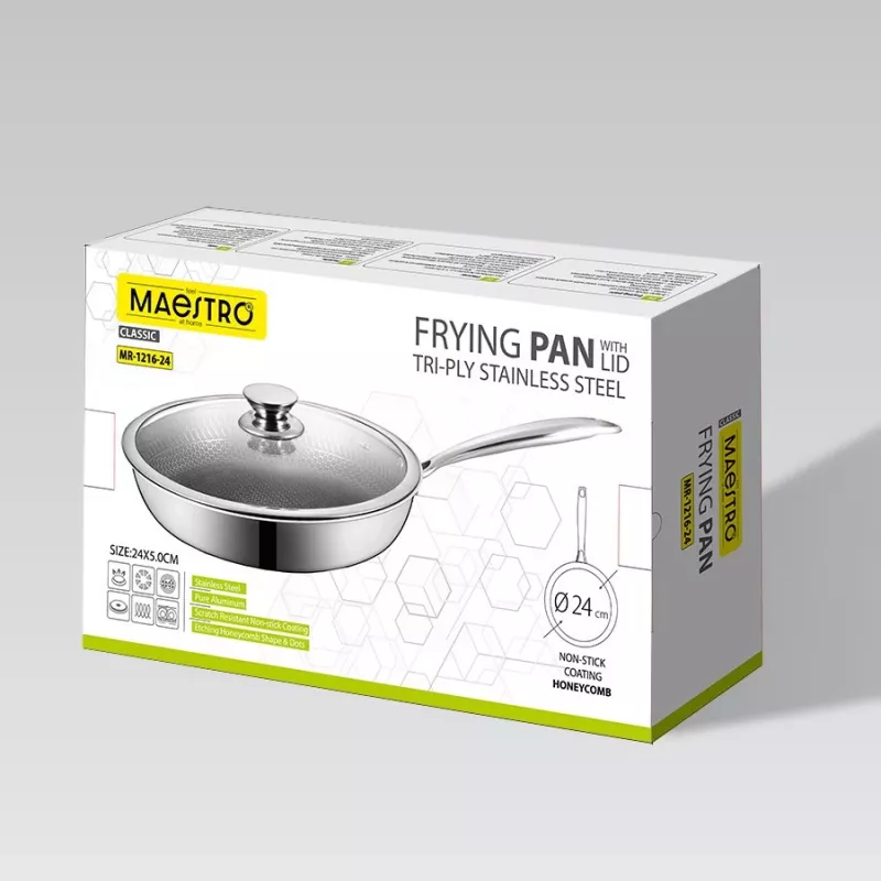 Maestro Frigideira com tampa 24 cm MR-1216-24, alumínio forjado, revestimento antiaderente de mármore, adequada para indução, preto/cinzento