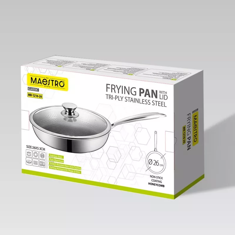 Maestro MR-1216-26 Frigideira com tampa 26 cm alumínio ferro fundido mármore antiaderente adequada para indução preto/cinzento