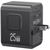 Adaptador de viagem USAMS 25W 4em1 US/AU/EU/UK preto CC309
