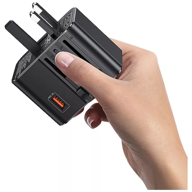 Adaptador de viagem USAMS 25W 4em1 US/AU/EU/UK preto CC309