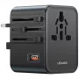 Adaptador de viagem USAMS 25W 4em1 US/AU/EU/UK preto CC309