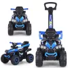 MILLY MALLY Bicicleta infantil com barra de empurrar azul-escuro