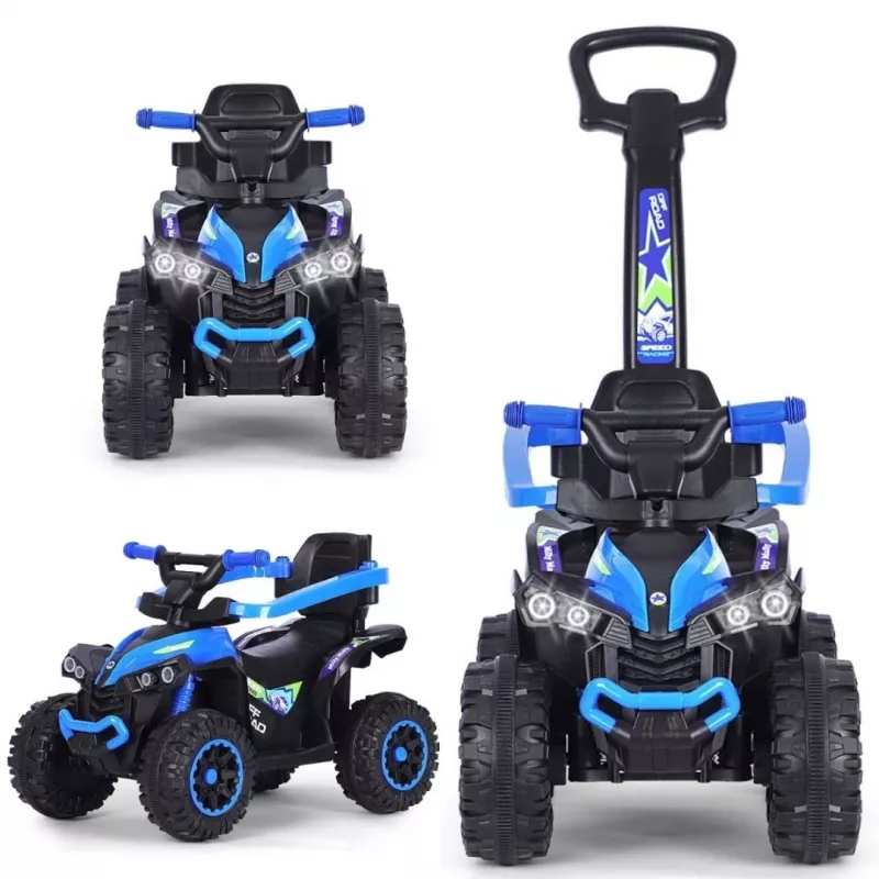 MILLY MALLY Bicicleta infantil com barra de empurrar azul-escuro