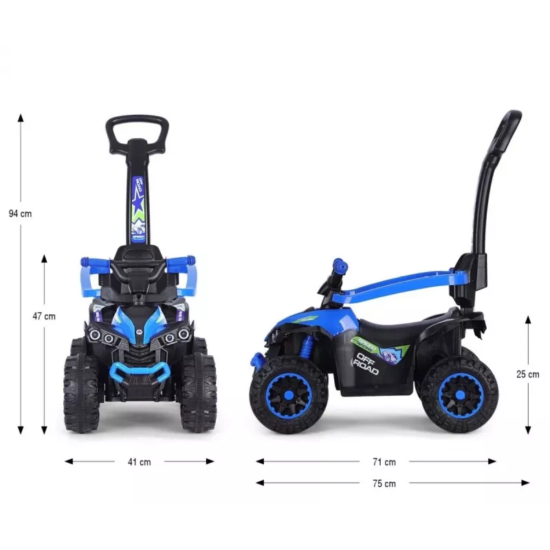 MILLY MALLY Bicicleta infantil com barra de empurrar azul-escuro