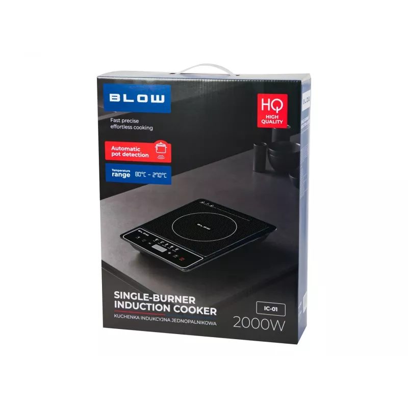 BLOW Placa de indução, zona de cozedura única, placa ajustável, 2000W, preto