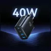USAMS T70 40W 2xUSB-A 2xUSB-C Fonte de alimentação preto