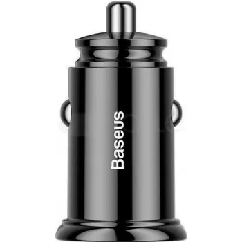 Baseus Circular PD QC4.0+ 30W Carregador de carro com duas portas (USB-C + USB-A) - preto