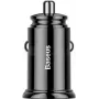 Baseus Circular PD QC4.0+ 30W Carregador de carro com duas portas (USB-C + USB-A) - preto