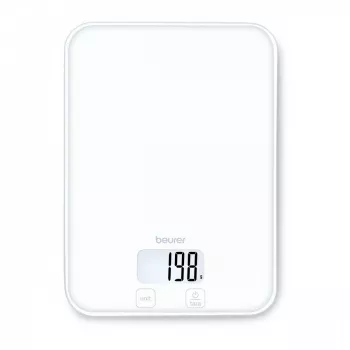 Beurer KS 19 Pure White balança de cozinha digital com teclas de toque, capacidade de 5 kg, divisão de 1 g, função tara, ecrã LCD