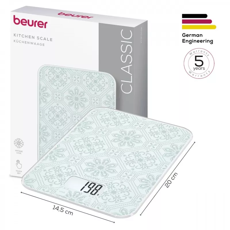 Beurer KS 19 Vintage Balança de cozinha teclas de toque máx. 5 kg precisão 1 g