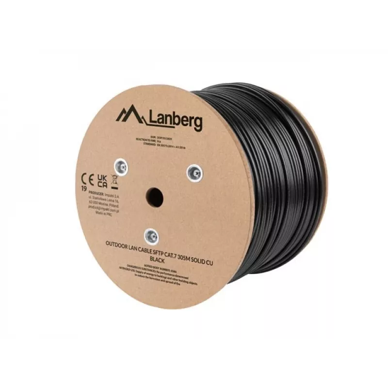 Cabo de rede exterior LANBERG LCS7-21CU-0305-BK Cat.7 SFTP 305m preto
