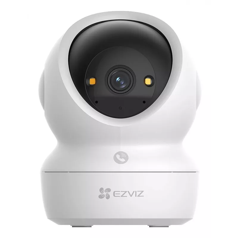 Câmara de vigilância IP esférica EZVIZ H6c G1 4K para interior, 4K UHD, 3840x2160, Wi-Fi, Ethernet, visão noturna, áudio bidirecional, deteção por IA, montagem em teto/parede/mesa