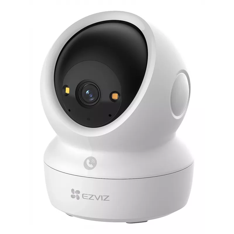 Câmara de vigilância IP esférica EZVIZ H6c G1 4K para interior, 4K UHD, 3840x2160, Wi-Fi, Ethernet, visão noturna, áudio bidirecional, deteção por IA, montagem em teto/parede/mesa