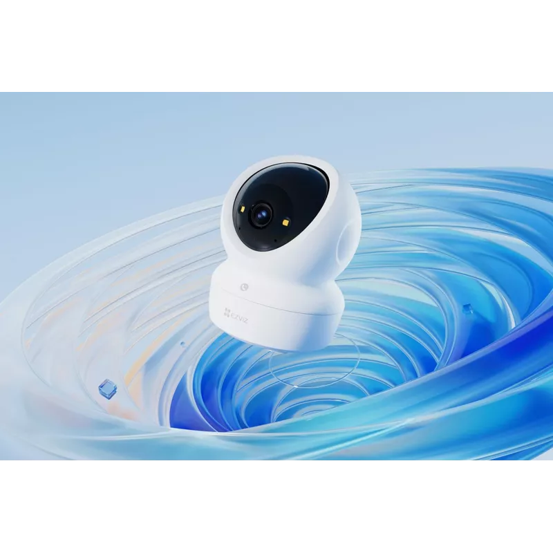Câmara de vigilância IP esférica EZVIZ H6c G1 4K para interior, 4K UHD, 3840x2160, Wi-Fi, Ethernet, visão noturna, áudio bidirecional, deteção por IA, montagem em teto/parede/mesa