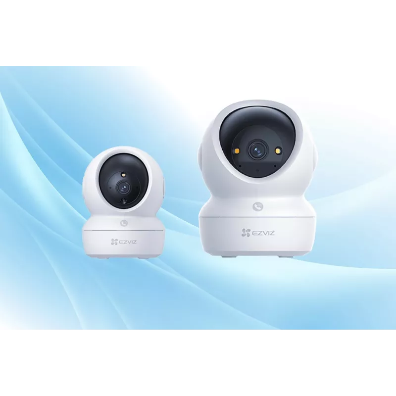 Câmara de vigilância IP esférica EZVIZ H6c G1 4K para interior, 4K UHD, 3840x2160, Wi-Fi, Ethernet, visão noturna, áudio bidirecional, deteção por IA, montagem em teto/parede/mesa