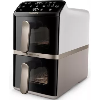 Fritadeira de ar Philips 4000 Series NA462/80 Dual Basket 10L 2750W Rapid Air preta/dourada/cinzenta