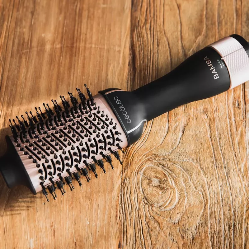 Escova de modelação a ar quente Cecotec CeramicCare Unique 1200W 3 níveis de calor preta/ouro rosa