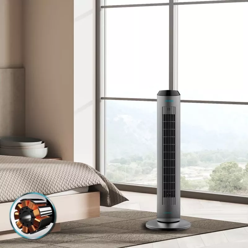 Ventilador de torre Cecotec EnergySilence 8190 Skyline Ionic, ventilador de pé, 60 W, 29 cm, 3 velocidades, oscilação, temporizador, comando à distância, cinzento