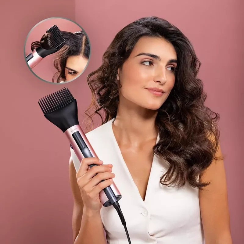 Escova de ar quente Cecotec CeramicCare 10in1 AirBrush 1200W preta/rosa