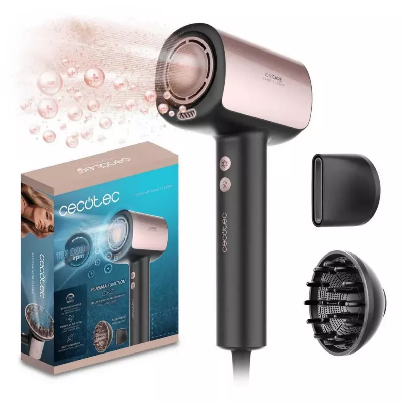 Secador de cabelo Cecotec DryGlam Nano Plasma 1600 W preto/ouro rosa