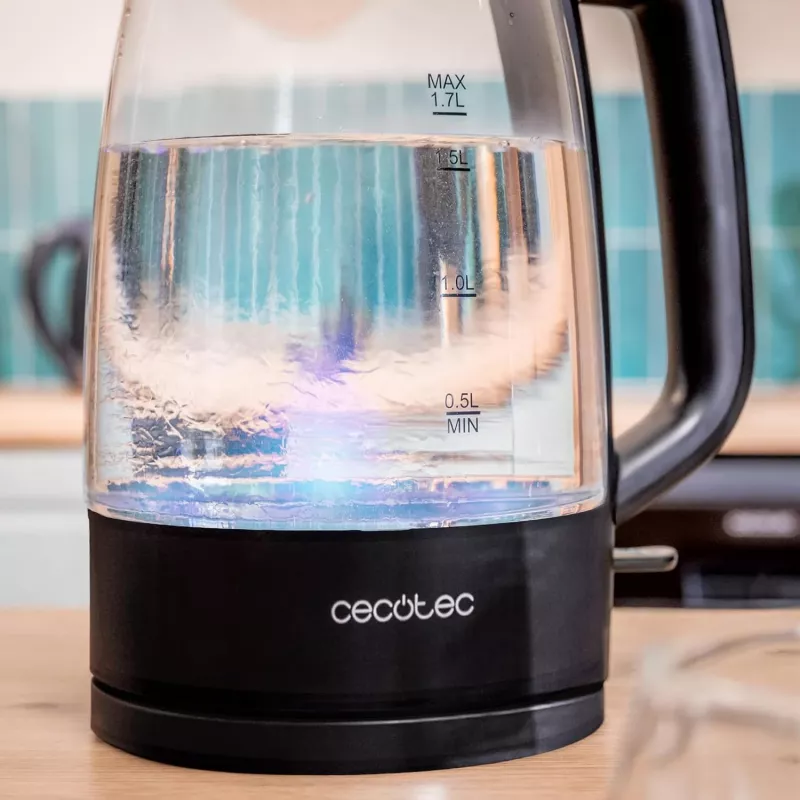 Chaleira elétrica Cecotec ThermoSense 320 Clear 2200 W 1,7 L vidro preta/transparente