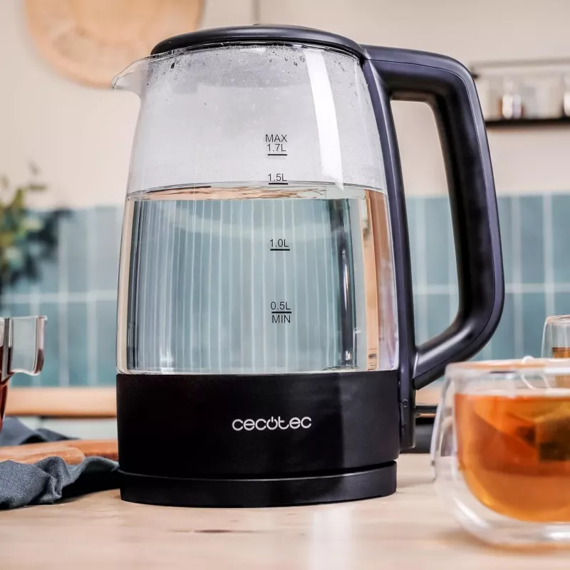 Chaleira elétrica Cecotec ThermoSense 320 Clear 2200 W 1,7 L vidro preta/transparente