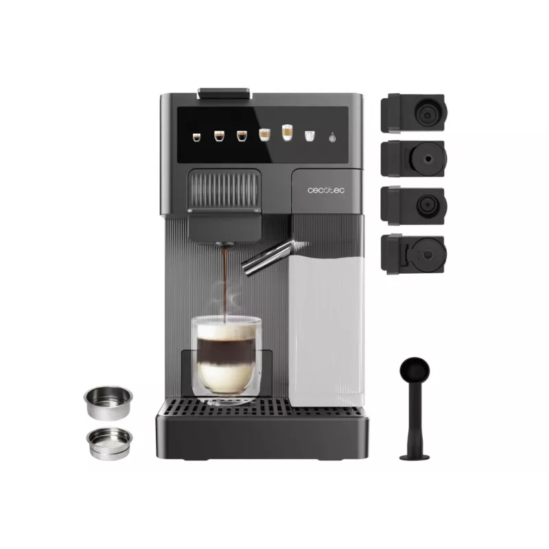Máquina de café expresso Cecotec FreeStyle Latte T - 20 bar de pressão da bomba, espumador de leite integrado, 1350 W, cinzento