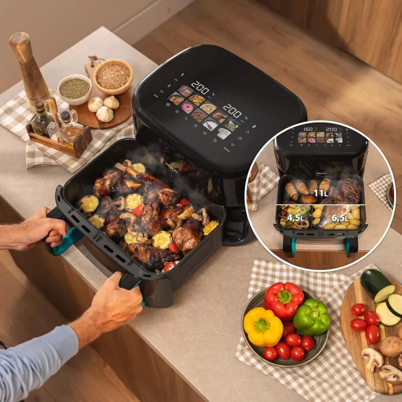 Fritadeira de ar dupla Cecotec Cecofry&Grill Smokin'Prime 11000 11L 2800W preta