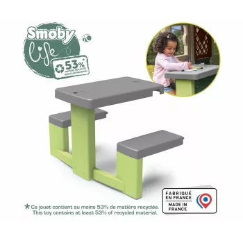 Mesa de piquenique infantil SMOBY Life verde/cinzenta