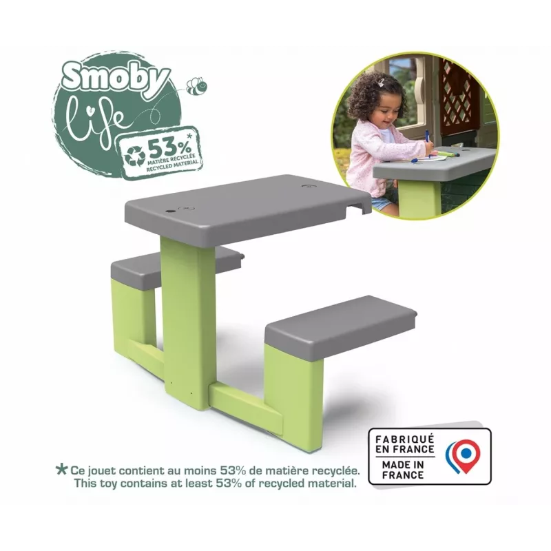 Mesa de piquenique infantil SMOBY Life verde/cinzenta