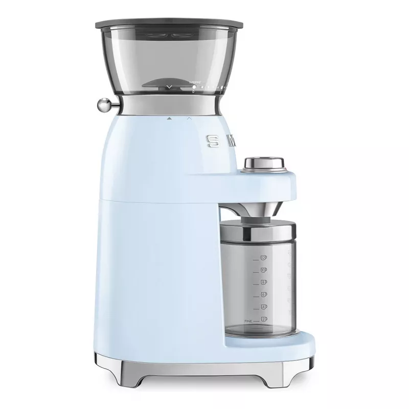 Smeg CGF03PBEU Moinho de café, 15 níveis de moagem, capacidade para 240 g de grãos, 150 W, Azul pastel