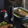 PROMIS MP35X2 Conjunto de moinhos elétricos de sal e pimenta com suporte, Aço inoxidável/Prateado, 2x 220 mm, mecanismo de cerâmica, a pilhas, luz LED