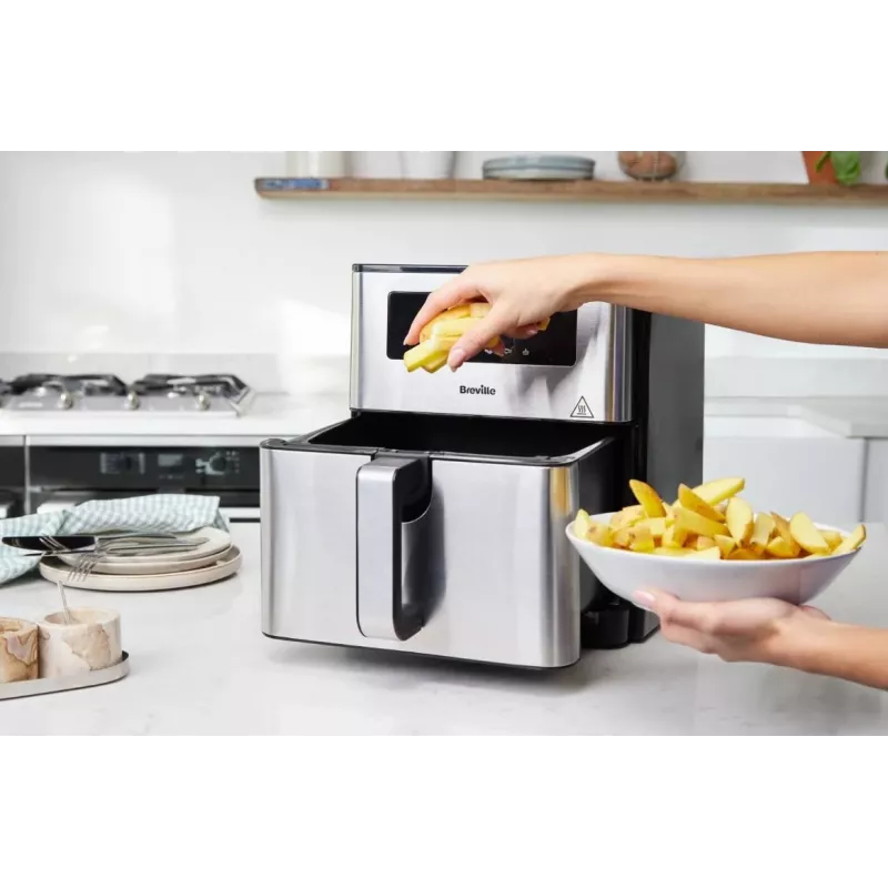 Breville VDF131X Fritadeira de ar quente, 1,25 kg, 1400 W, Preto/Prateado
