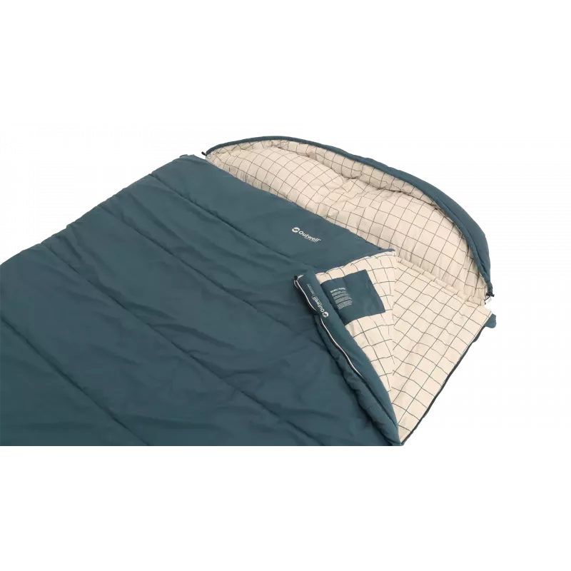 Saco-cama Outwell Camper Lux Double Blue 235x150 cm -16 a 5 °C com fecho de correr de ambos os lados