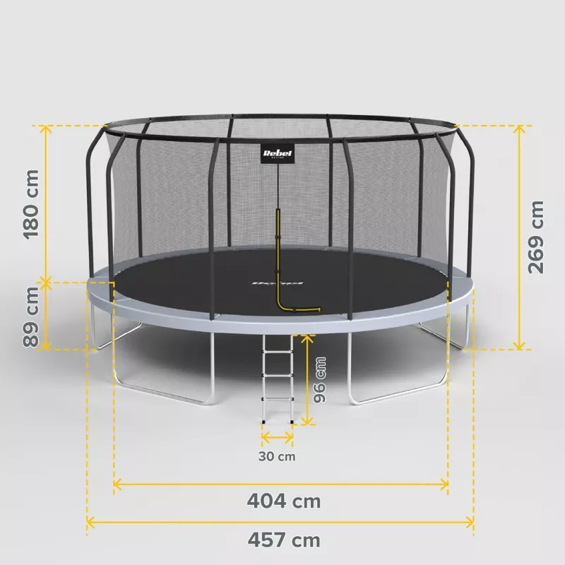 Trampolim REBEL Active Trampoline PRO 15ft/457cm - preto/azul